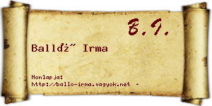 Balló Irma névjegykártya